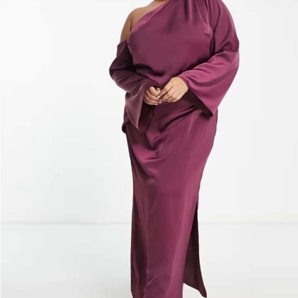 ASOS One Shoulder Dress in Plum